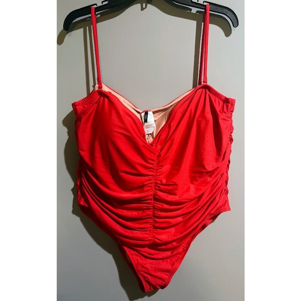 J. Crew Red Ruched Sweetheart Swimsuit Plus‎ Size 24 NWT